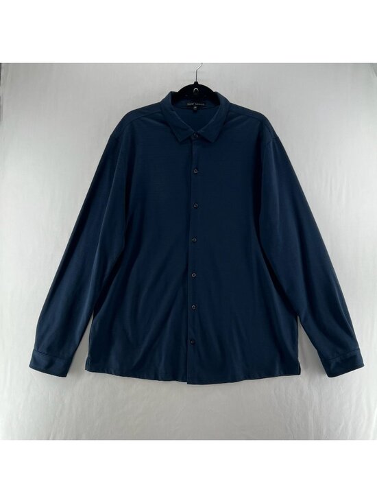 Robert Barakett Other - Robert Barakett Shirt Men 2XL Textured Slub Long Sleeve Button Up Knit Navy Blue
